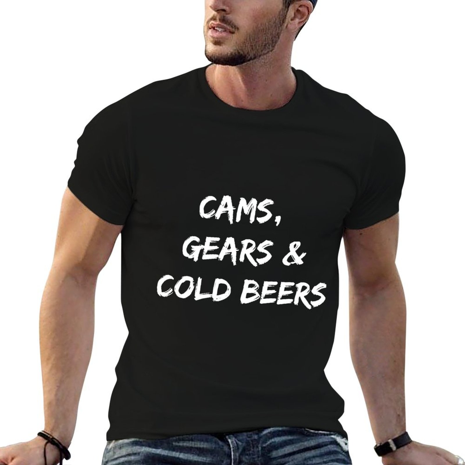 Running Gear In The Cold - Cams, Gears & Cold Beers Tシャツ