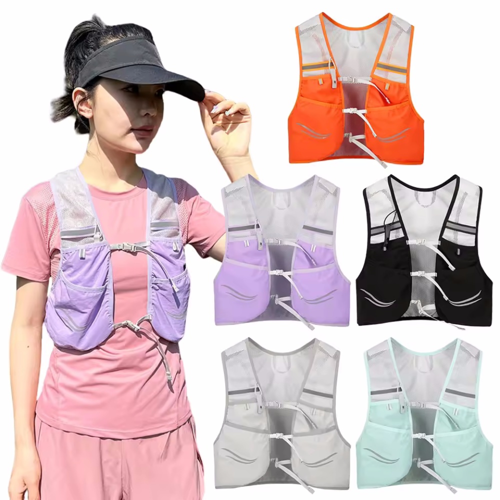 Running Hydration Vest - 反射ランニングベスト水分補給ランニングチェストバッグ超軽量サイクリングベスト携帯電話カードバッグ男性女性屋外
