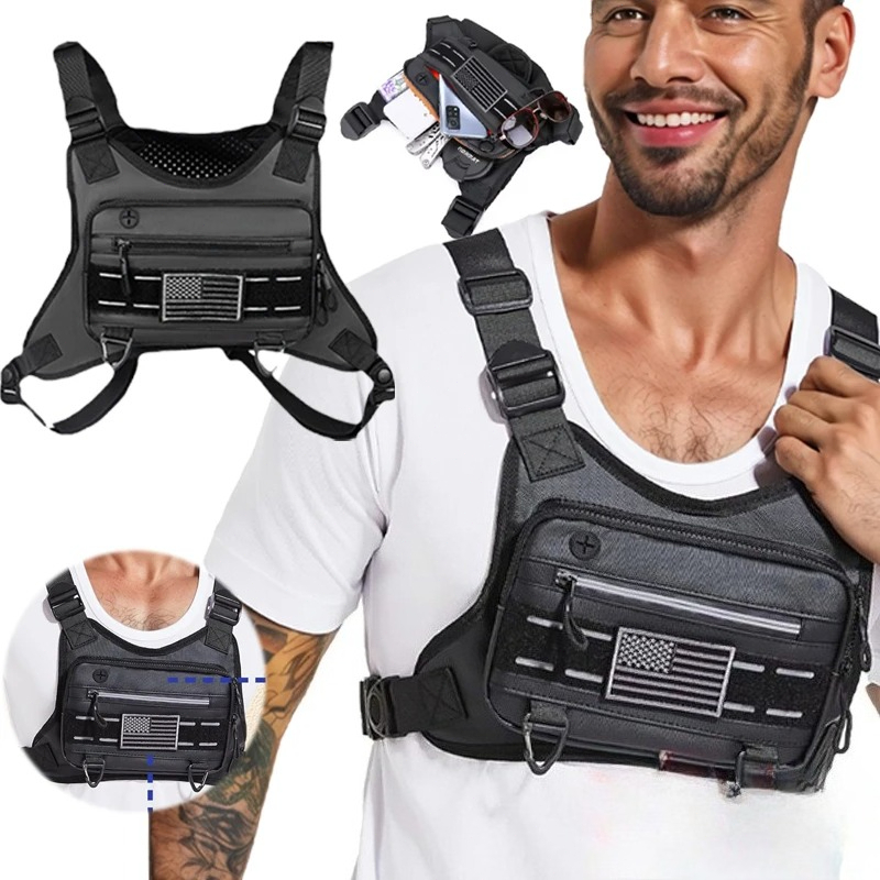 Running Hydration Vest - タクティカルランニングベスト - 防水盗難防止チェストバッグ、調節可能なショルダーストラップ付きランニングベストバッグ