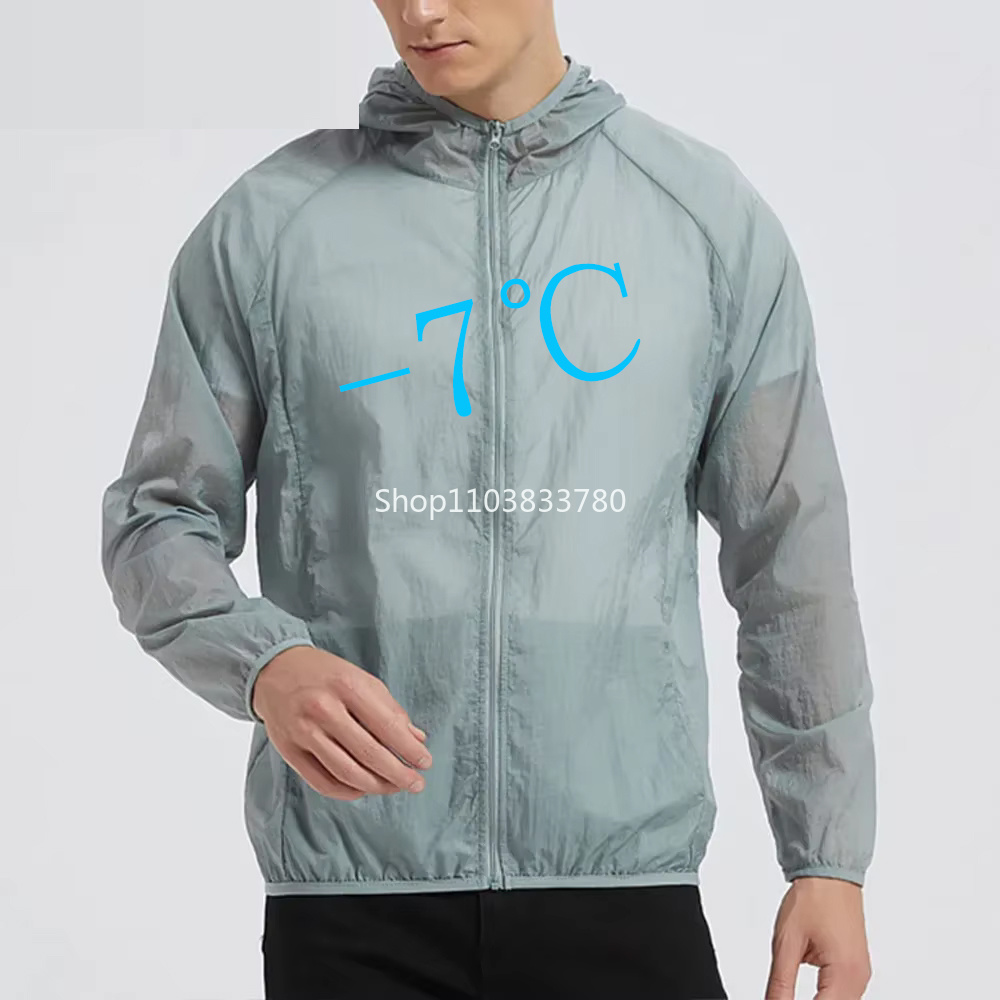 Running Gear Jacket - メンズフード付き日焼け止めジャケット 軽量アウトドアウィンドブレーカー 速乾性 通気性 UVカットコート ハイキング