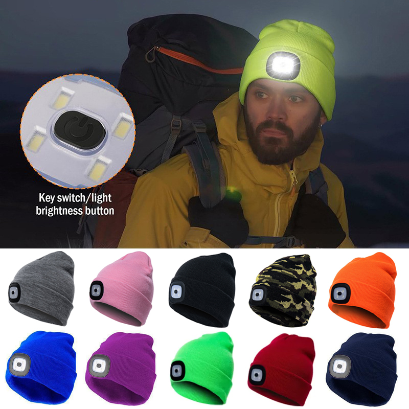冬用メンズビーニー帽、LEDライト付き充電式ニット帽、女性用 - Running Gear Hat のレビューと価格