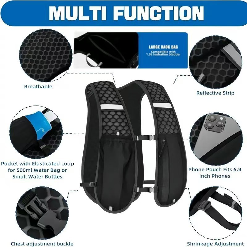男女兼用ランニングハイドレーションベスト、防水性、通気性、ラ - Running Hydration Vest のレビューと価格