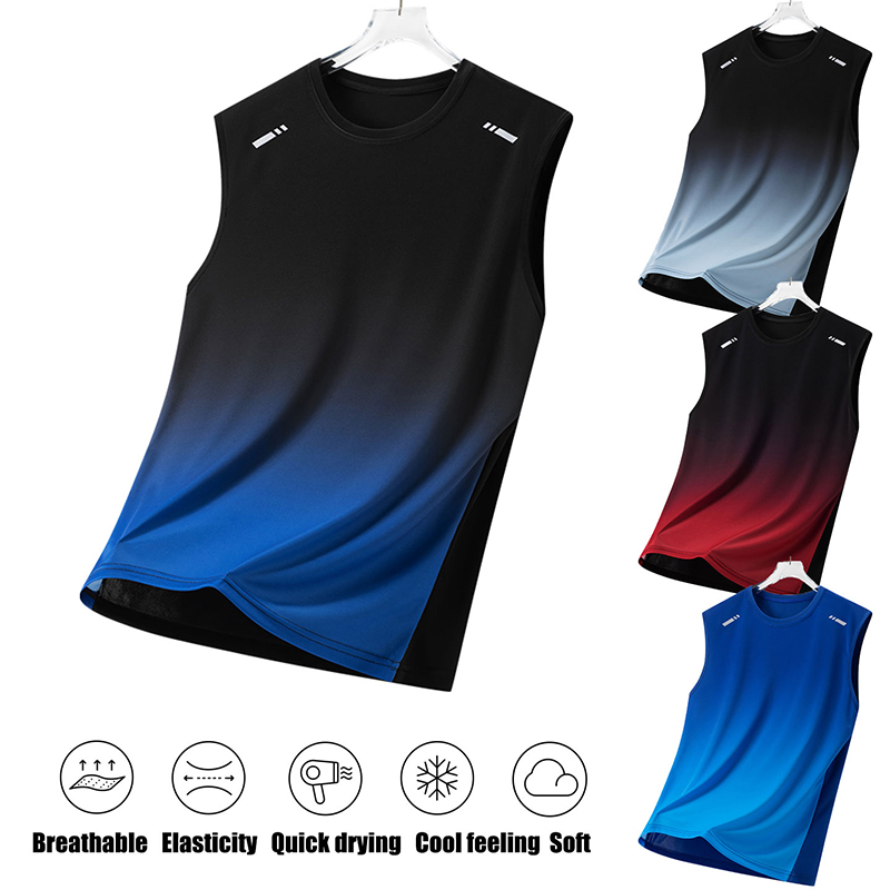 男性グラデーションスポーツベスト軽量ノースリーブラウンドネッ - Running Hydration Vest のレビューと価格