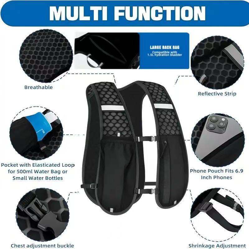 男女兼用ランニングベスト 防水通気性バックパック ハイキング - Running Hydration Vest のレビューと価格