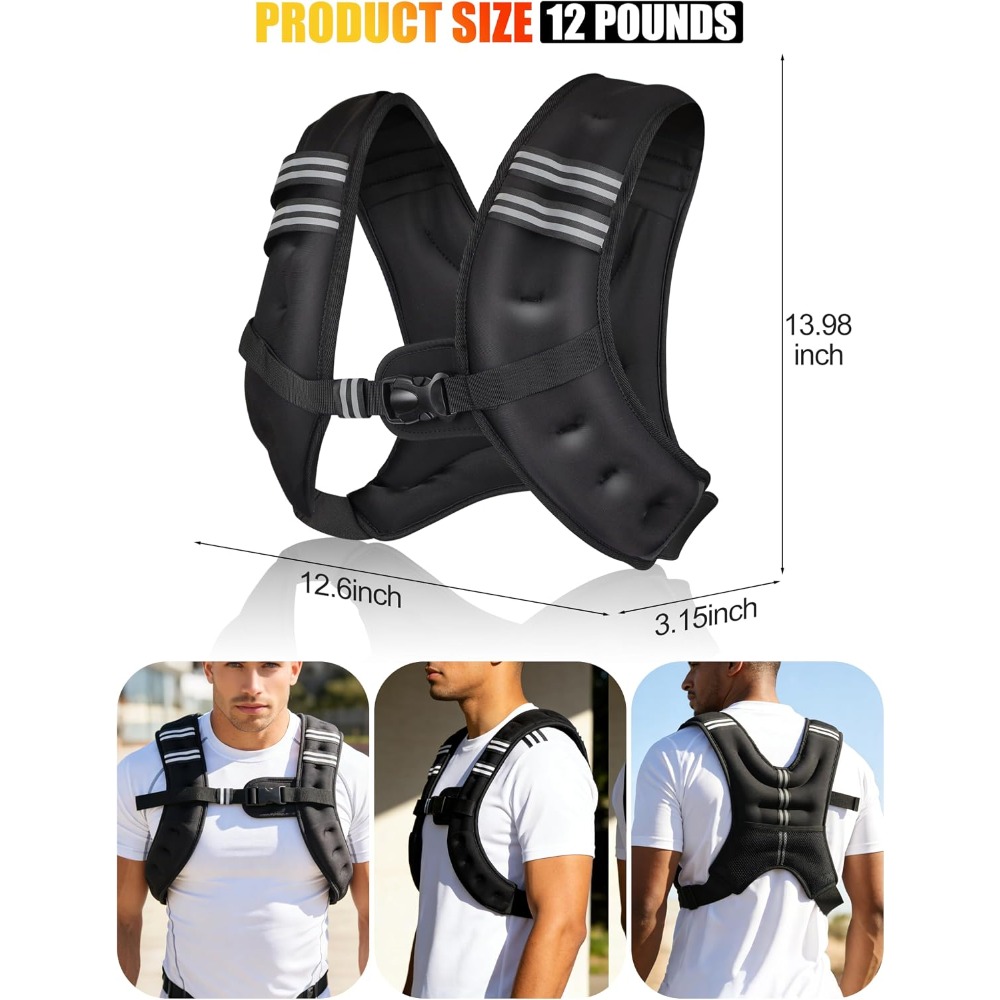 フィットネスウェイトベスト、鉄製ペレット入り、調節可能なスト - Running Hydration Vest のレビューと価格